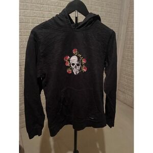 Westy MFG Co. Skull‎ Rose Embroidered Pullover Hoodie Black Mens